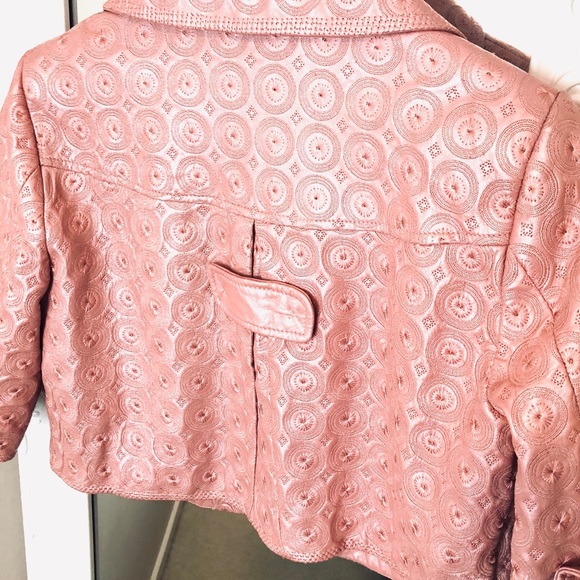 Leather Ice Pink/Rose Cropped Jacket - Picture 10 of 16